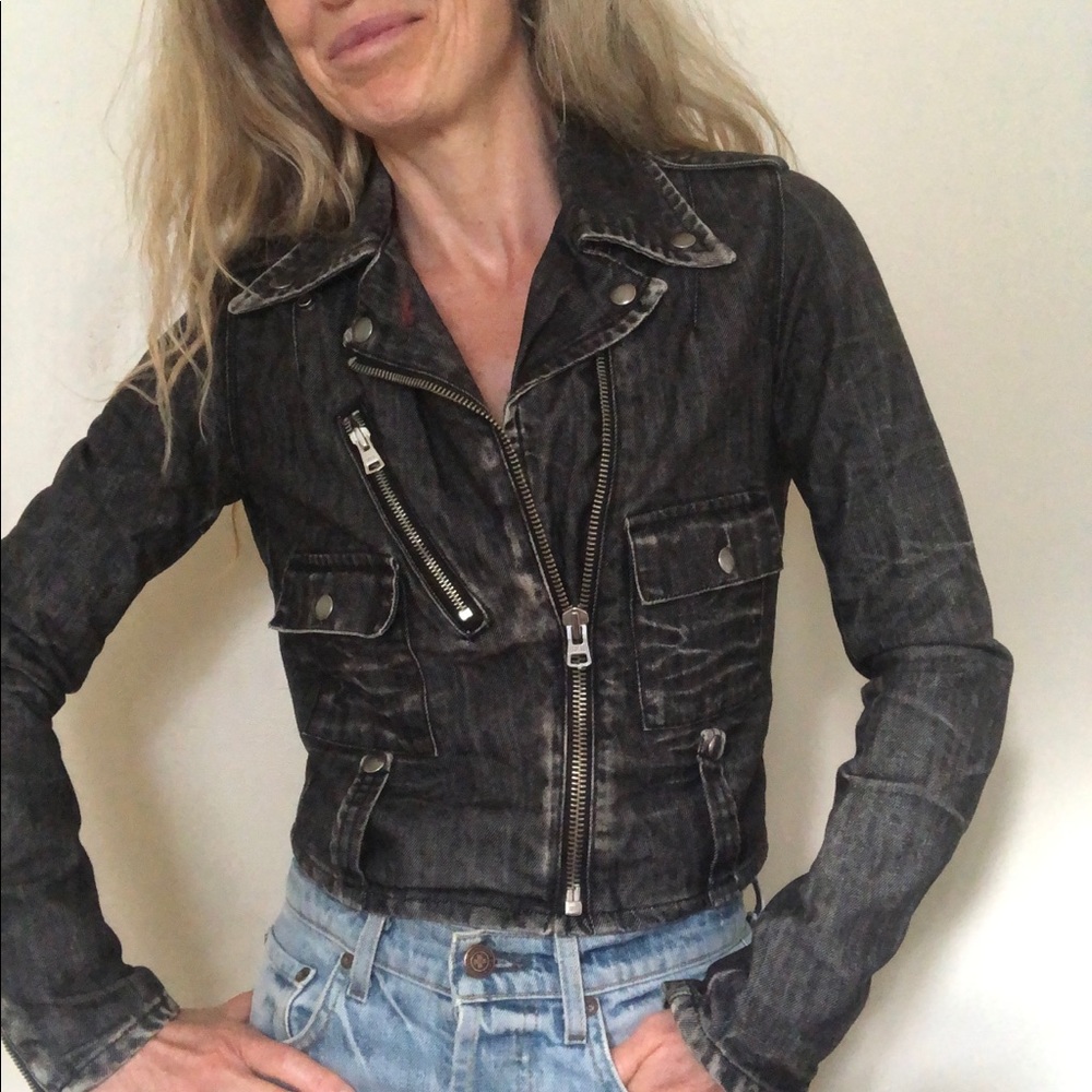 DENIM & SUPPLY Vintage Biker Style Denim Jacket Size XS